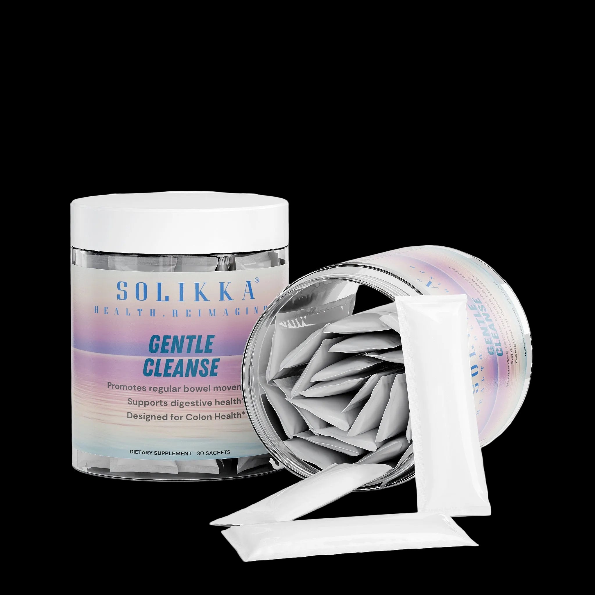 Solikka Gentle Cleanse sachets in packaging showing the label for specialty supplement detox cleanse.