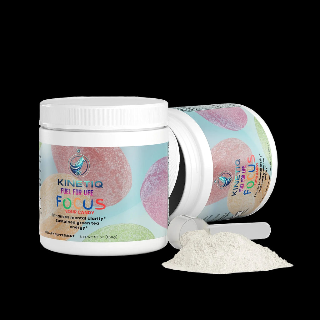 Focus Powder supplement label showing ingredients and branding on a white background.