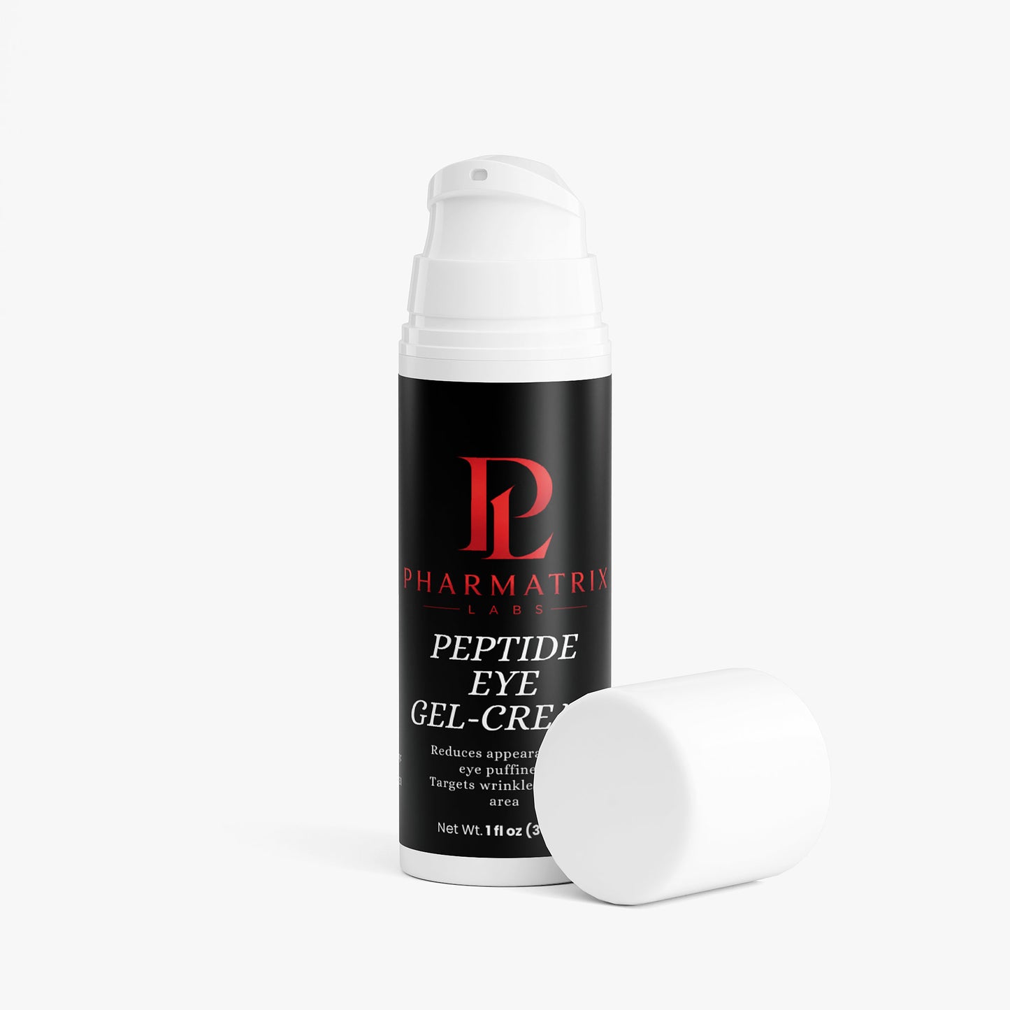 Pharmatrix Peptide Eye Gel-Cream bottle on a white background with cap