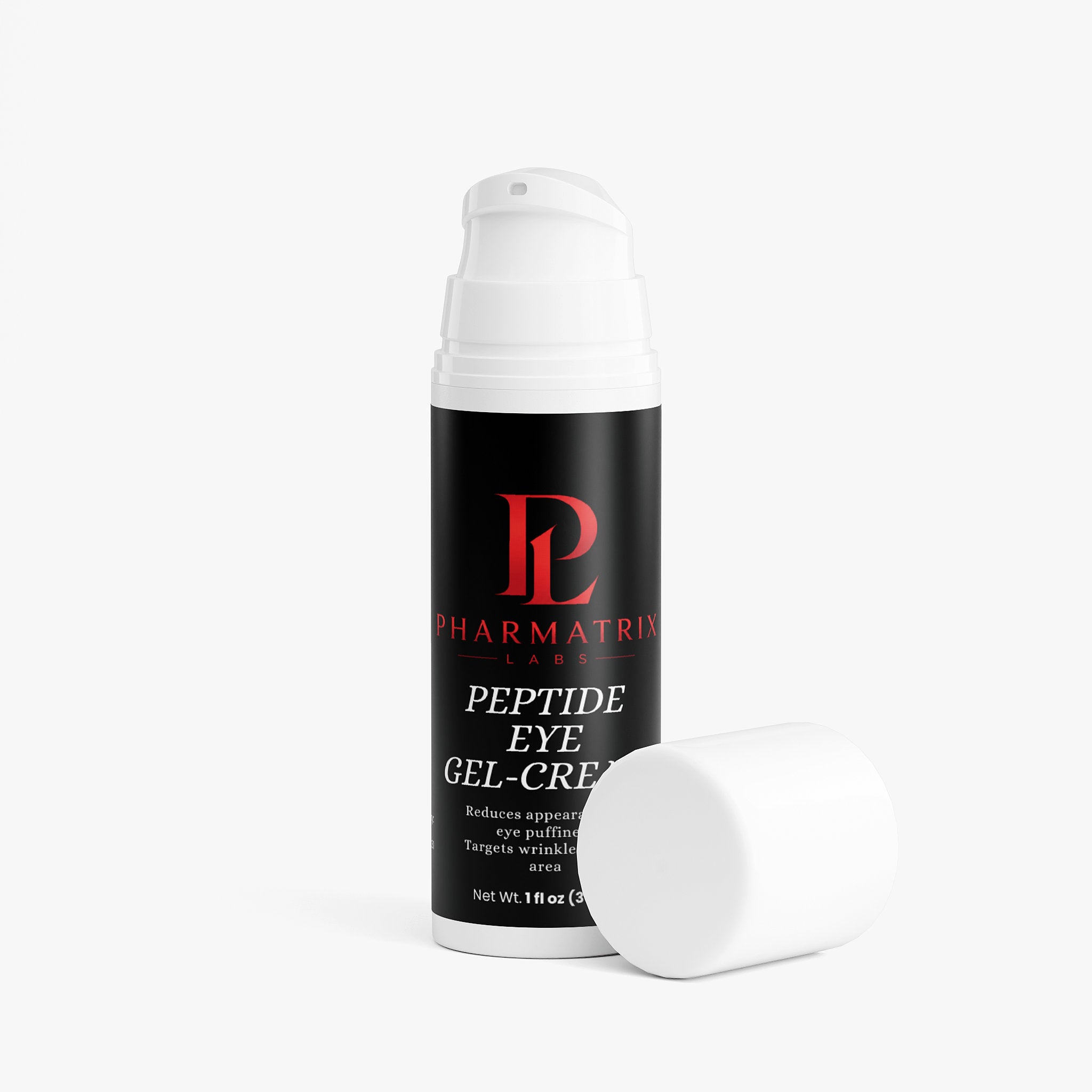 Pharmatrix Peptide Eye Gel-Cream bottle on a white background with cap