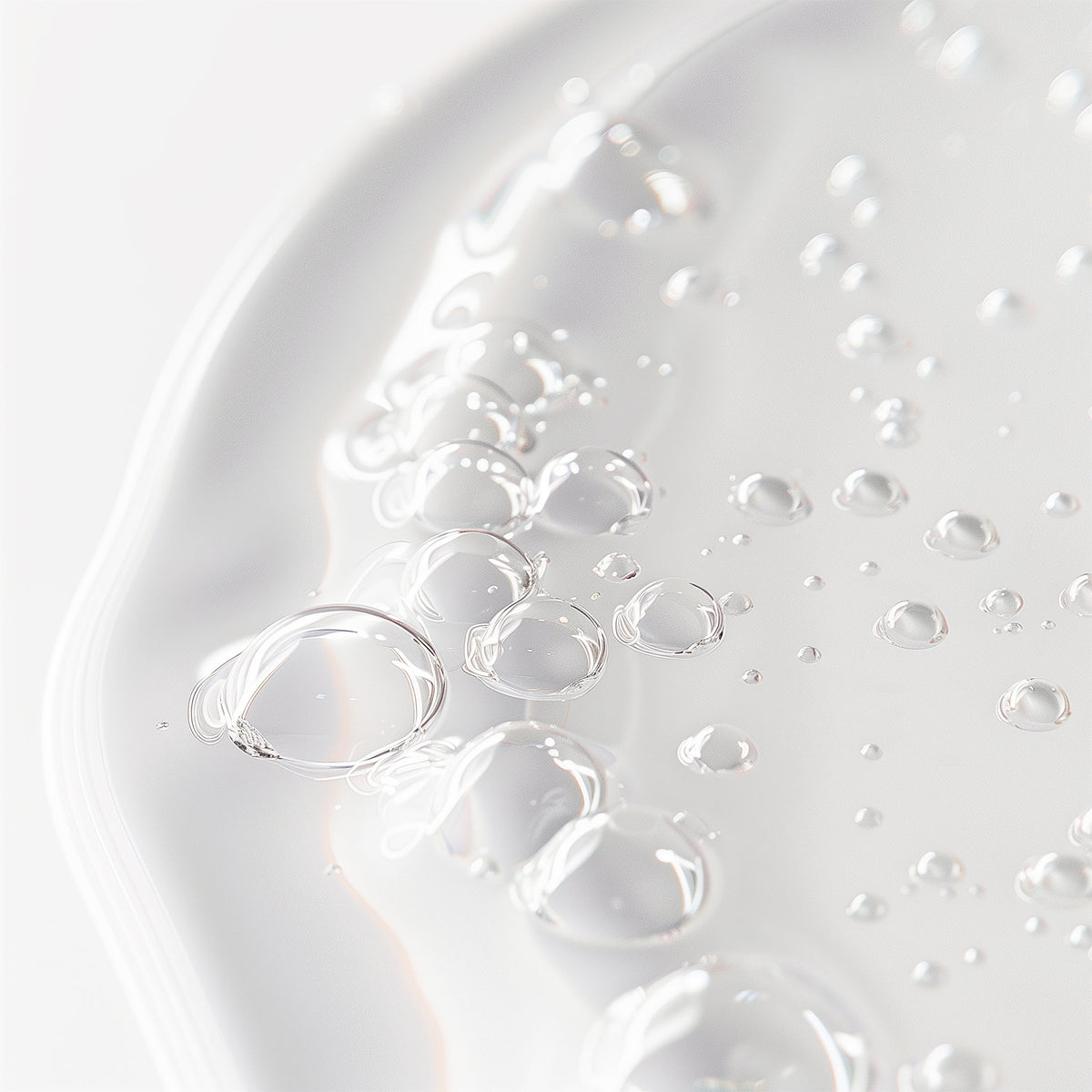 Close-up of toners bubbles on a white surface