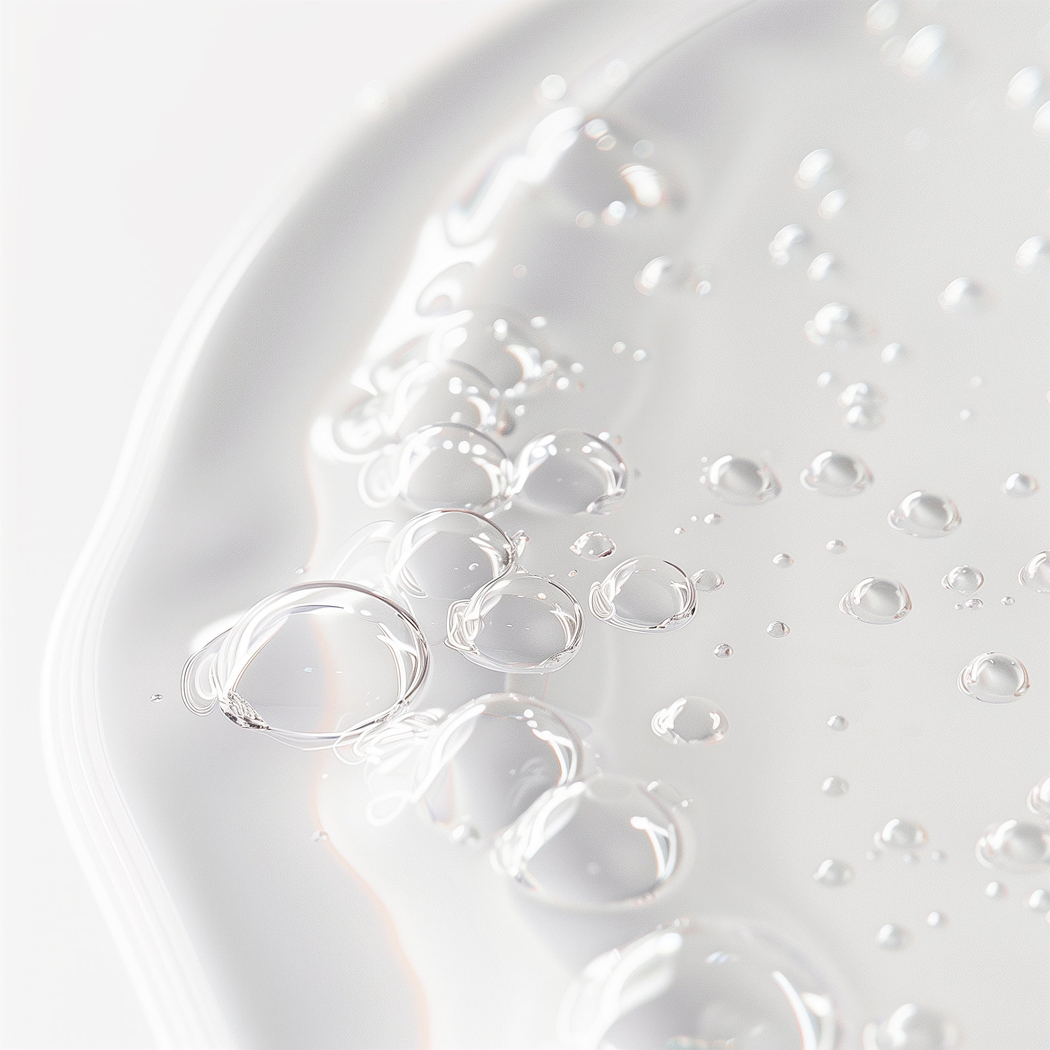 Close-up of toners bubbles on a white surface