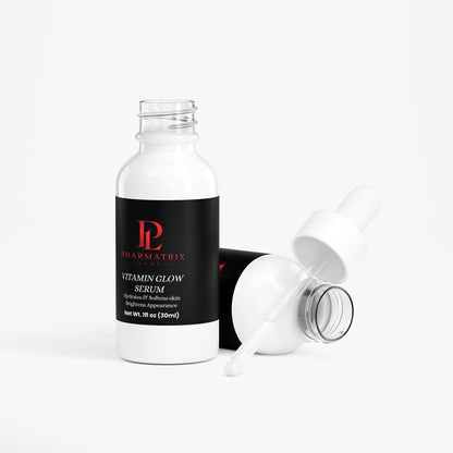 Pharmatrix Vitamin Glow Serum bottle on a white background 2 angles