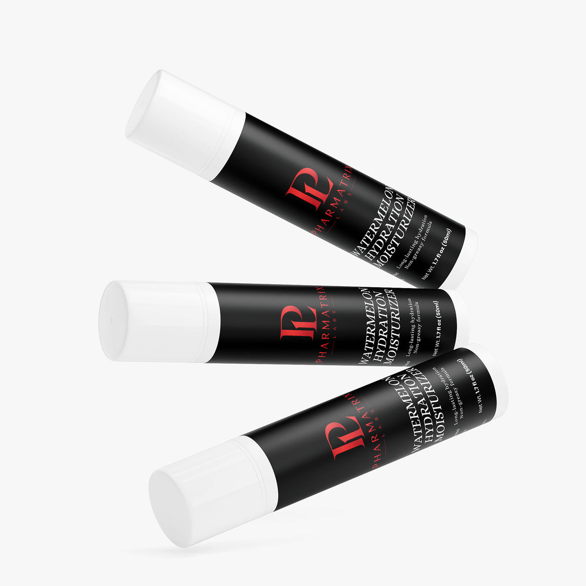 Three black and white tubes on a white background of the product 