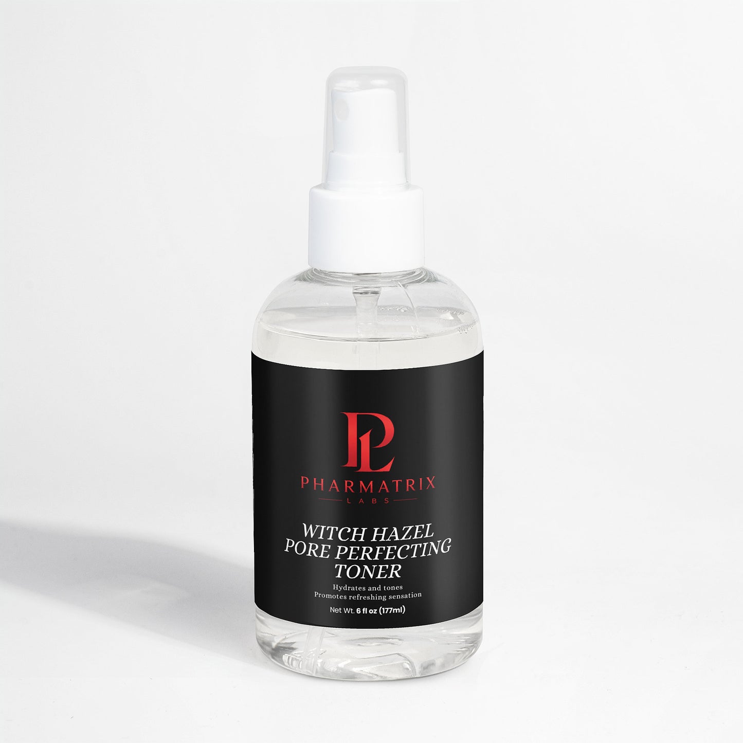 Bottle of Pharmatrix Labs Witch Hazel Pore Perfecting Toner on a light gray background