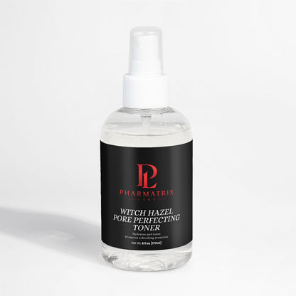 Bottle of Pharmatrix Labs Witch Hazel Pore Perfecting Toner on a light gray background